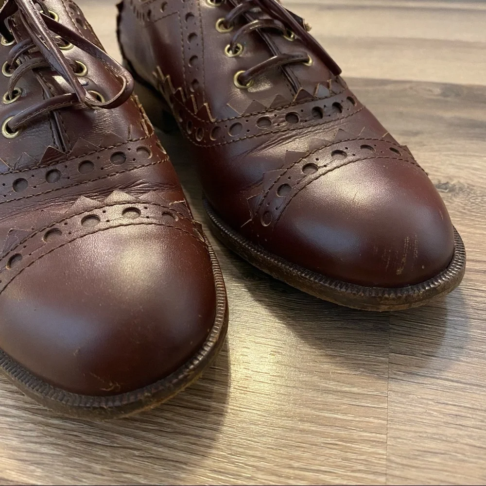 Moschino Brown Leather Lace Up Oxford Shoes - Picture 5 of 9